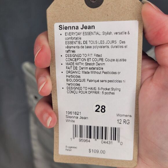 NWT prAna Jeans Womens White Sienna Fitted Stretch 5 Pocket Size 12 New - Picture 4 of 9